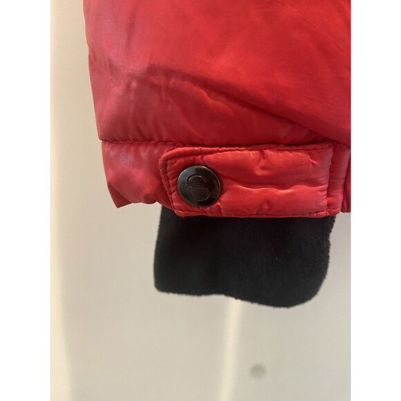 S13‎ New York Bright Red puffer Hooded Duck Down Jacket Coat women ladies SZ XS - Picture 3 of 8
